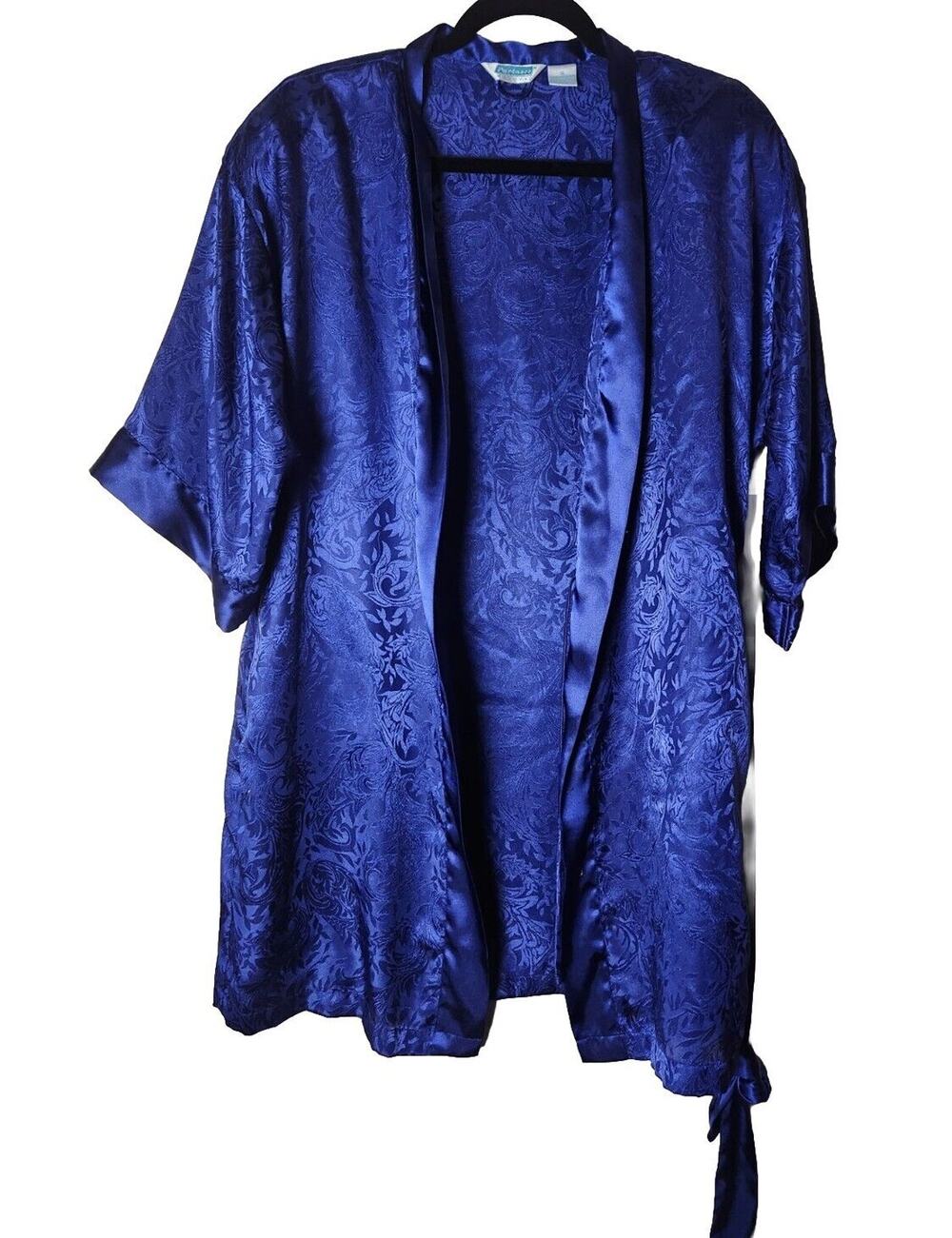 Mervyns Partners Vintage Purple Belted Robe Size Small 90s Paisley Flower Design